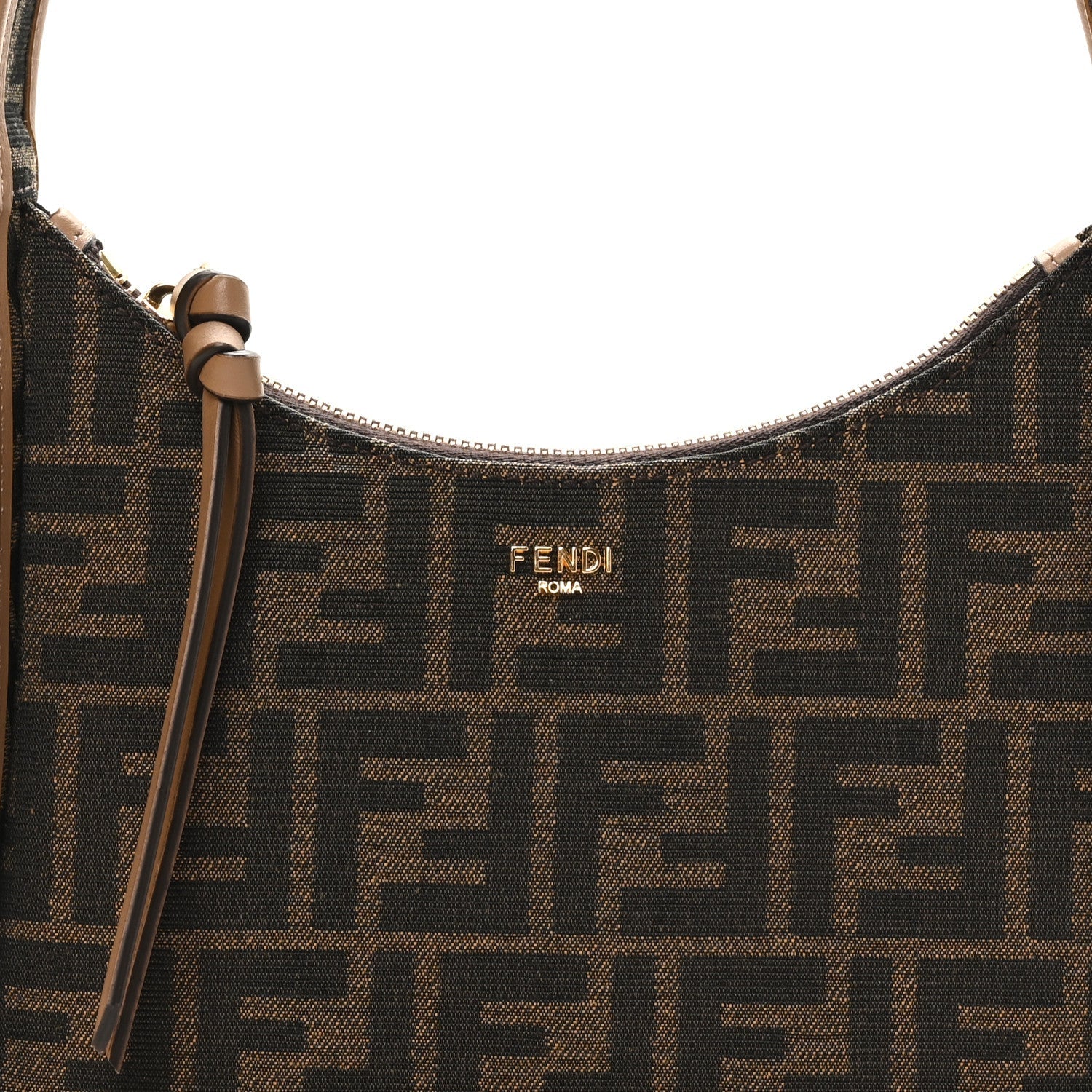 Fabric Jacquard Vitello Grace FF 1974 Mini Fendessence Shoulder Bag Tobacco Moro Ebano