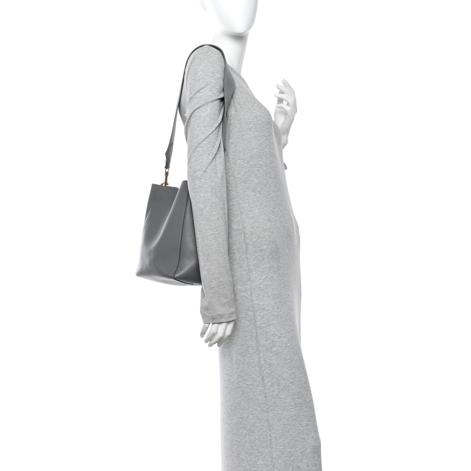 Soft Grained Calfskin Small Sangle Bucket Bag Kohl