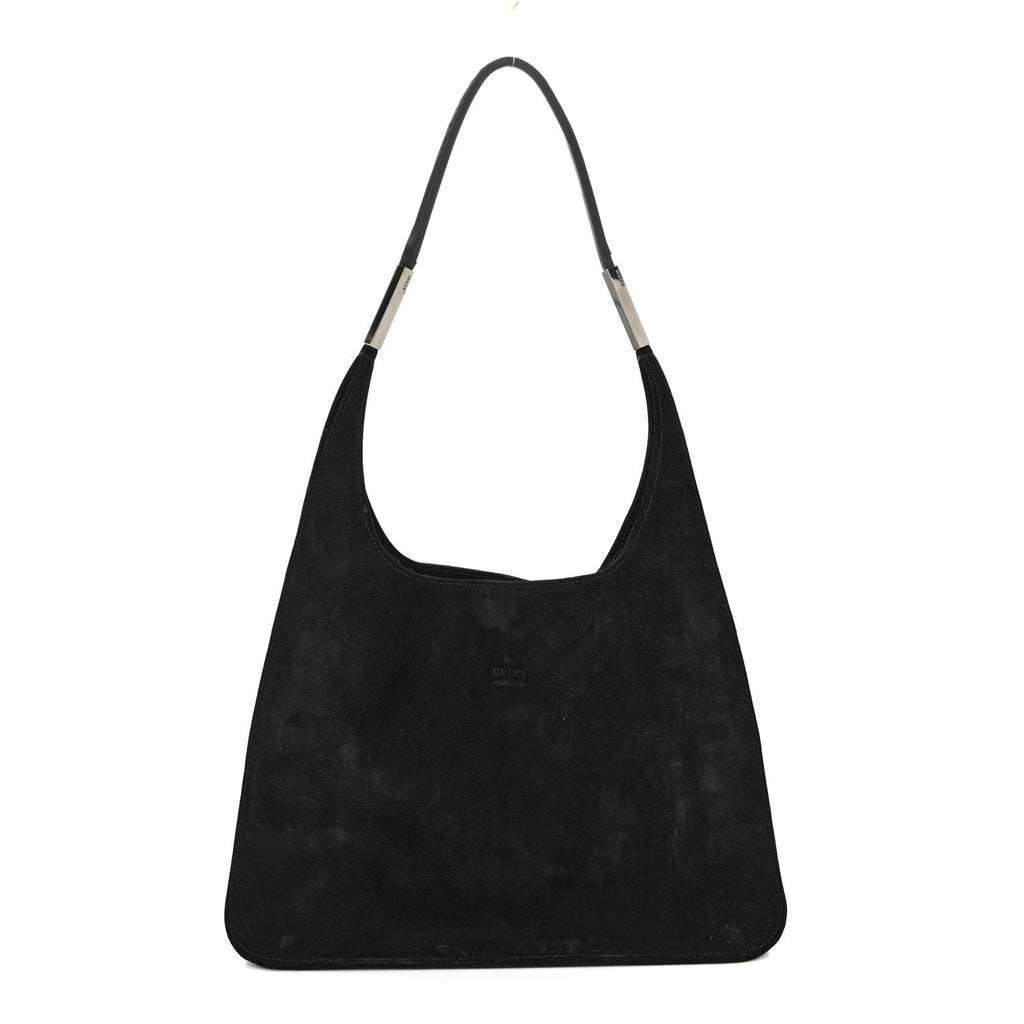 Suede Logo Shoulder Bag Black