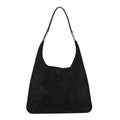 Suede Logo Shoulder Bag Black