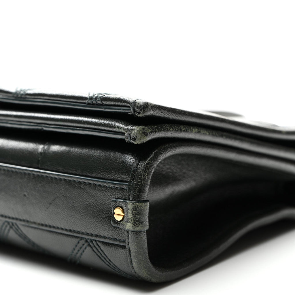 Lambskin Quilted Mini Becky Chain Bag Vert Fonce
