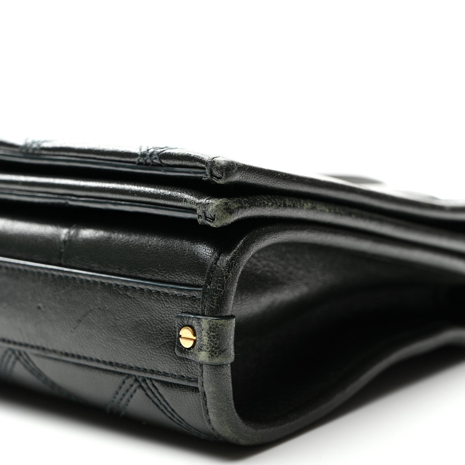 Lambskin Quilted Mini Becky Chain Bag Vert Fonce