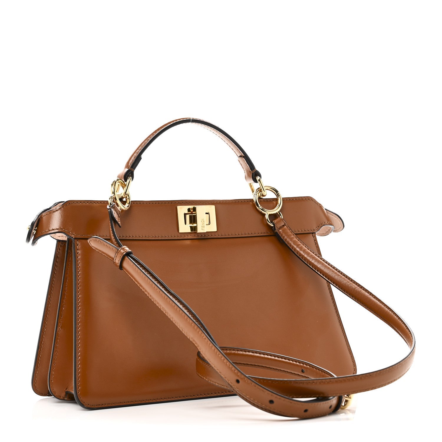 Vitello King Luxor Shiny Nappa Medium Peekaboo I SEE U East West Satchel Brandy Light Rose