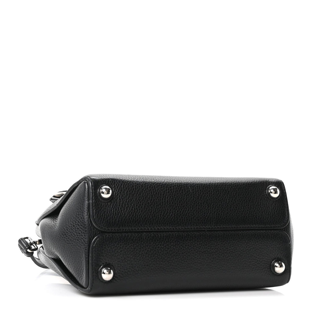 Grained Calfskin Small Open Bar Tote Black