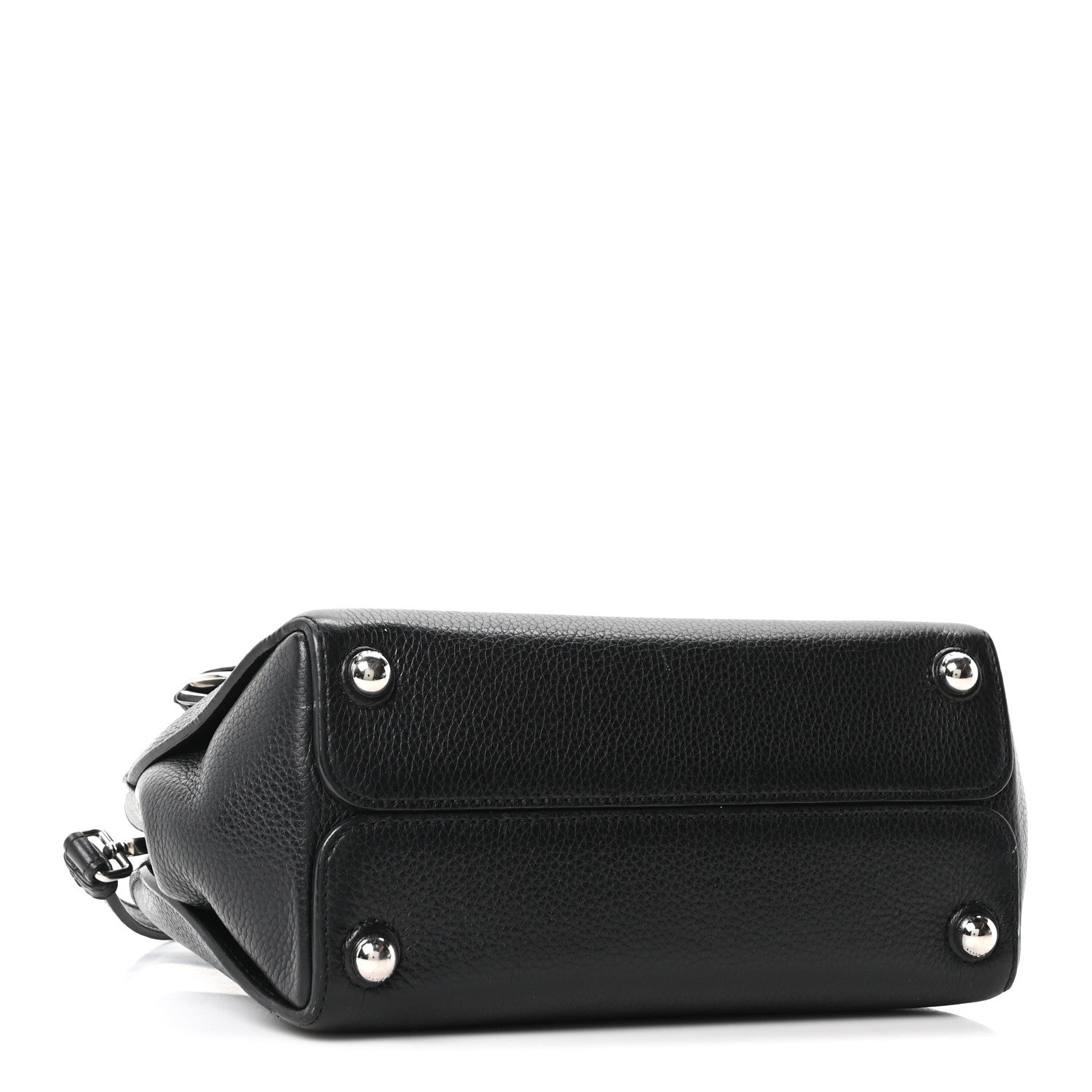 Grained Calfskin Small Open Bar Tote Black