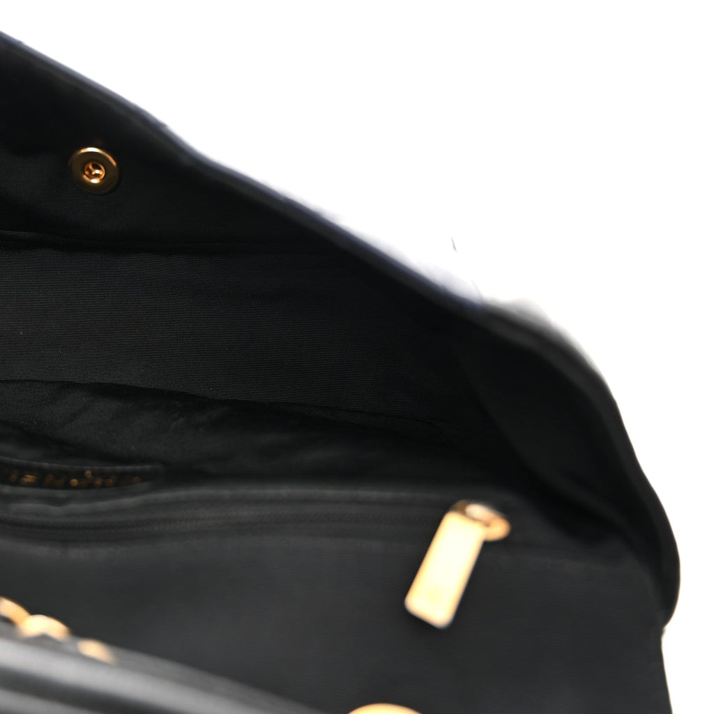 Lambskin Quilted Medium Elegant CC Flap Navy Black