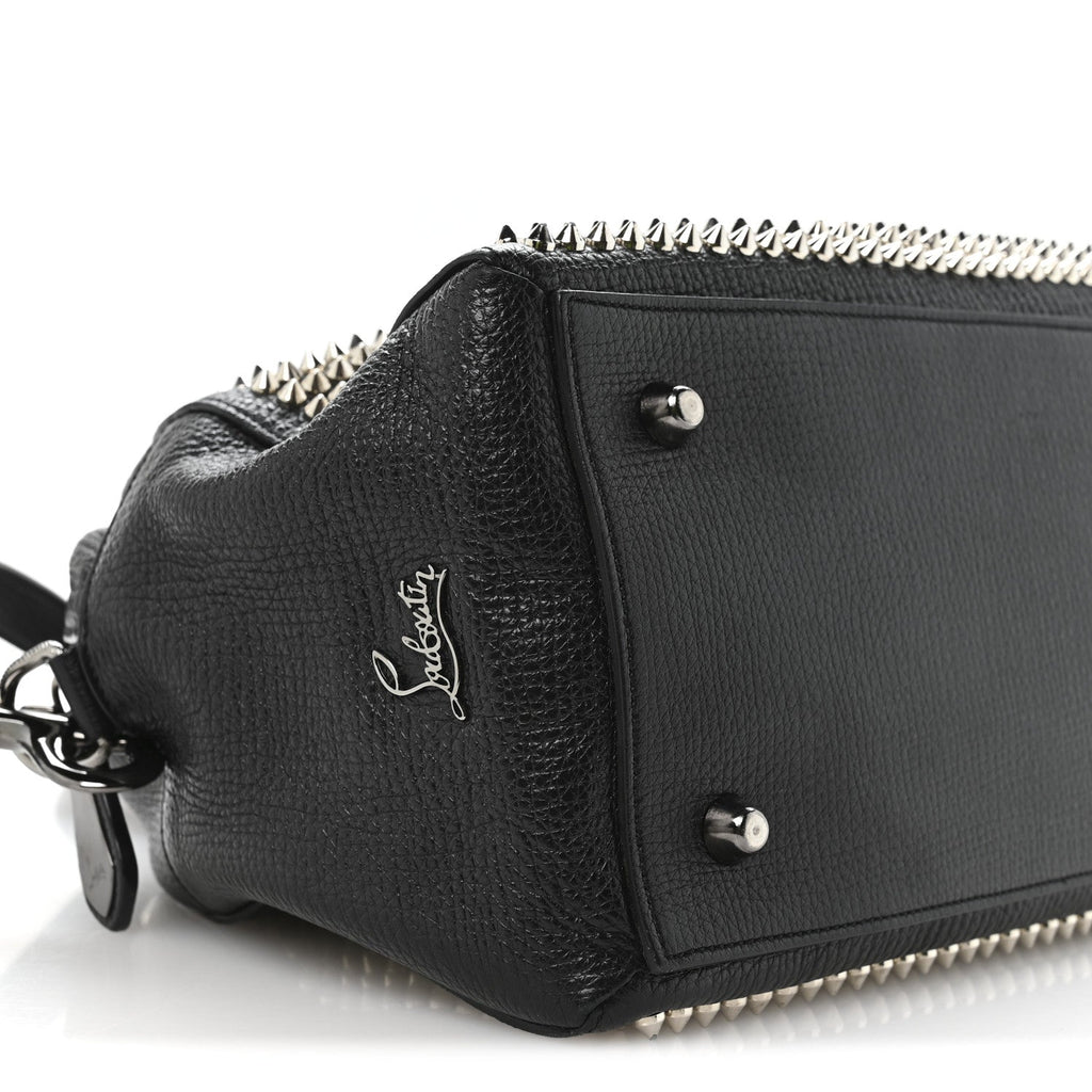 Grained Calfskin Studded Panettone Bowling Bag Black
