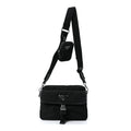 Re-Nylon Saffiano Pocket Single Snap Buckle Shoulder Bag Black