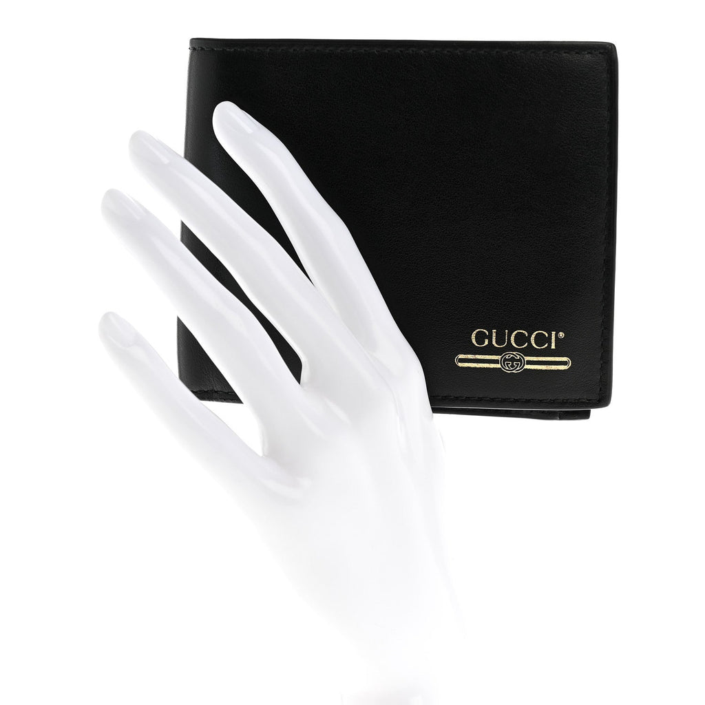 Plutone Calfskin Logo Bi-Fold Wallet Black