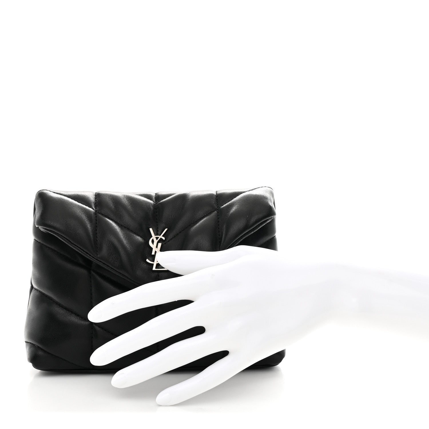 Lambskin Monogram Loulou Puffer Pouch Clutch Black
