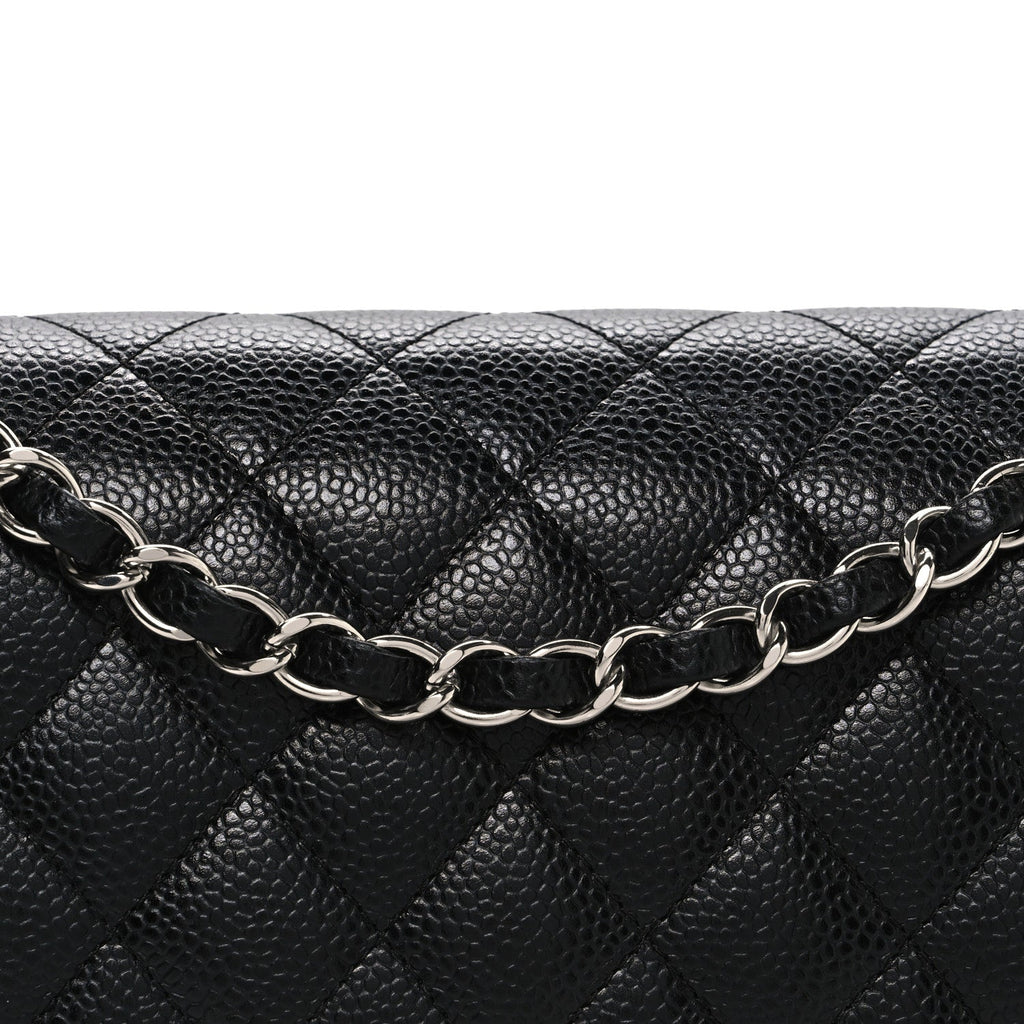 Caviar Quilted Medium Double Flap Black
