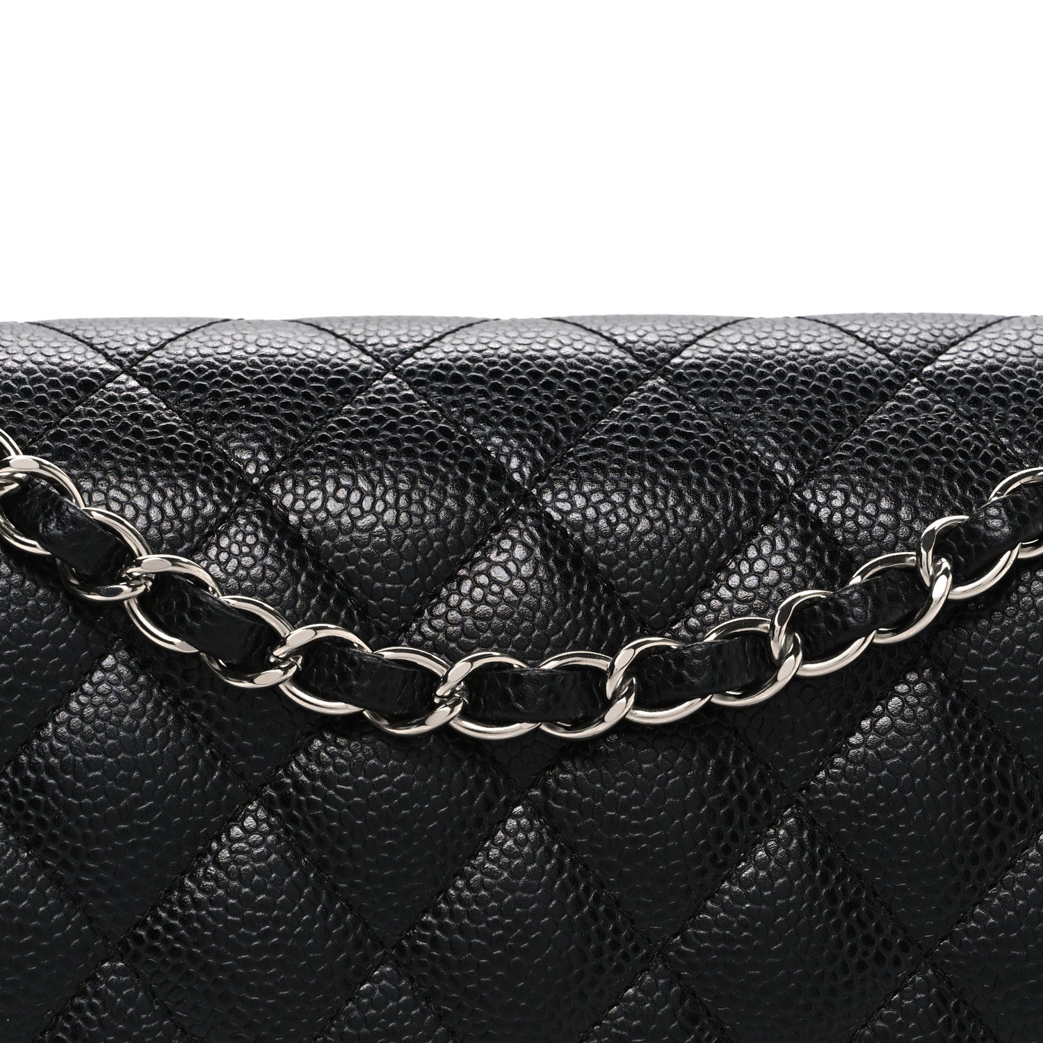 Caviar Quilted Medium Double Flap Black