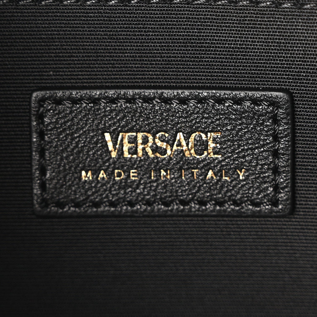 Lambskin Quilted Medusa Wallet On Chain Crossbody Black