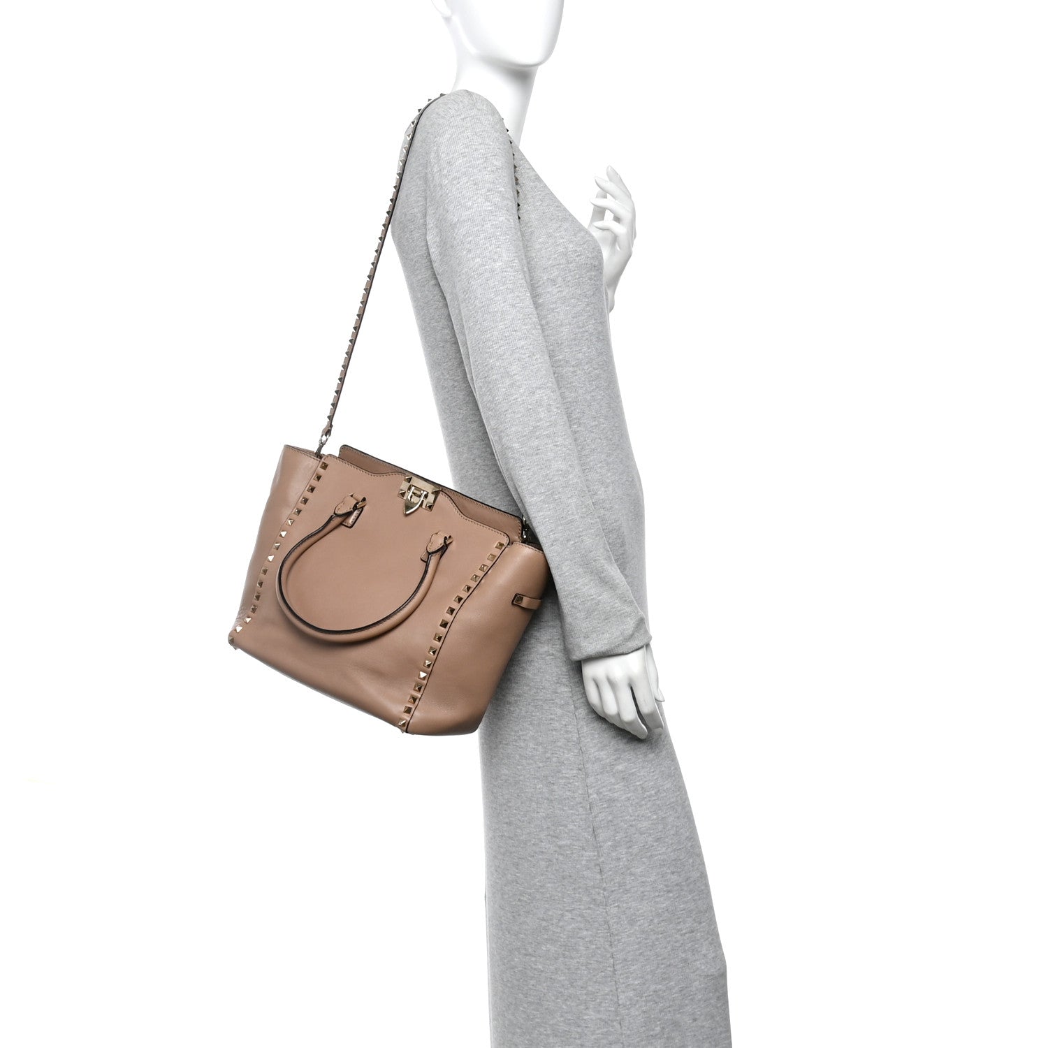 Vitello Rockstud Double Handle Tote Alpaca