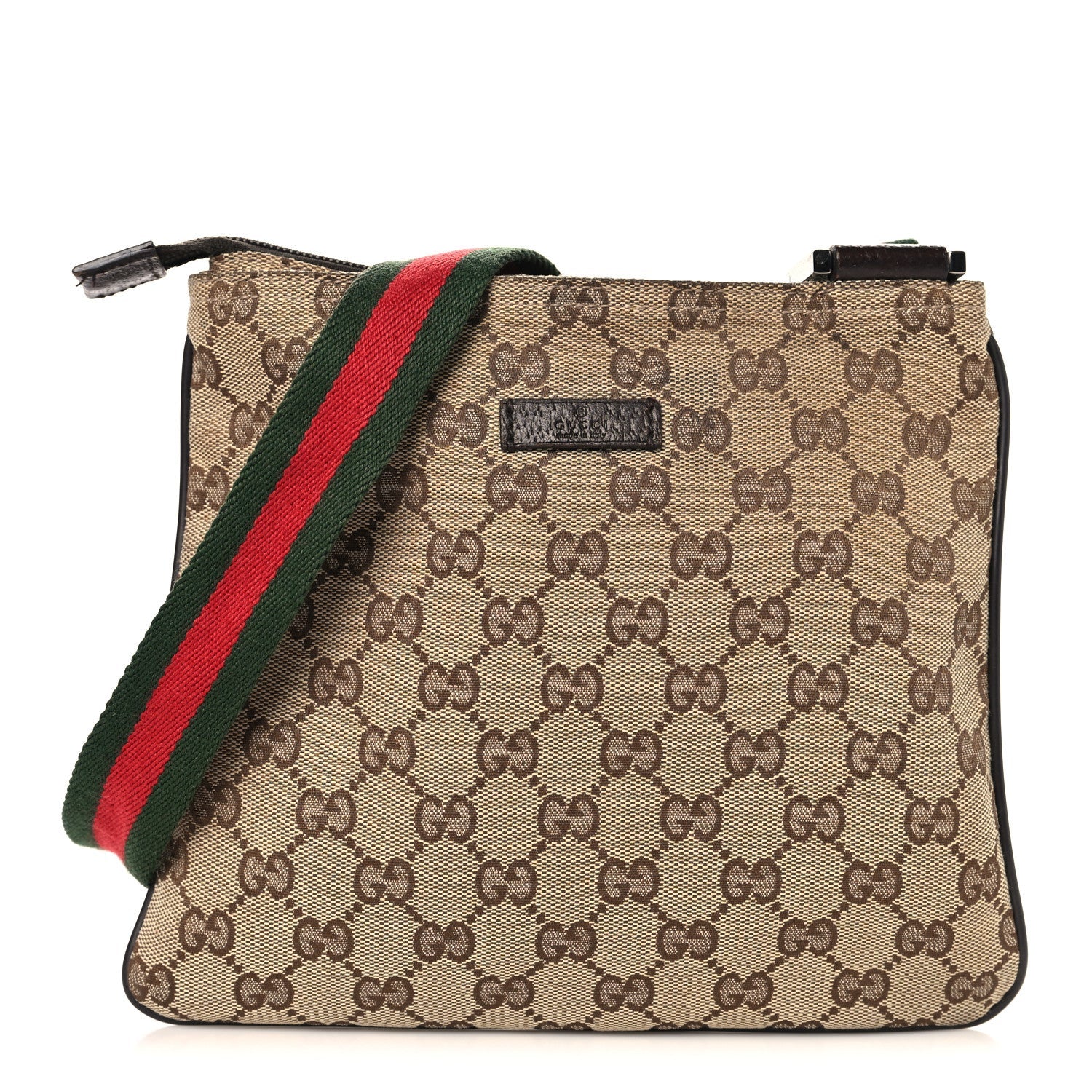 Monogram Web Small Flat Messenger Bag Brown