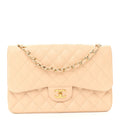 Caviar Quilted Jumbo Double Flap Beige