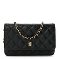 Caviar Quilted Wallet on Chain WOC Black