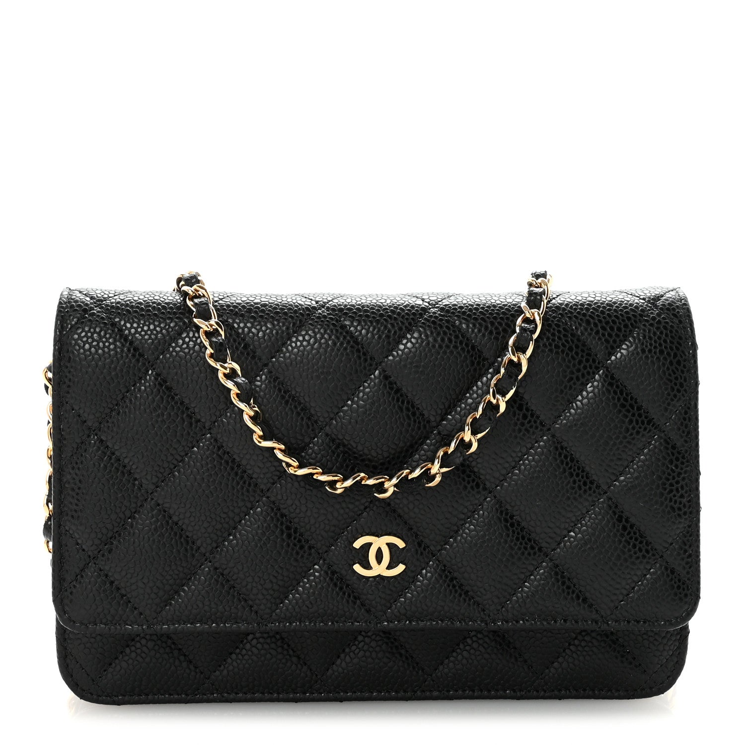 Caviar Quilted Wallet on Chain WOC Black