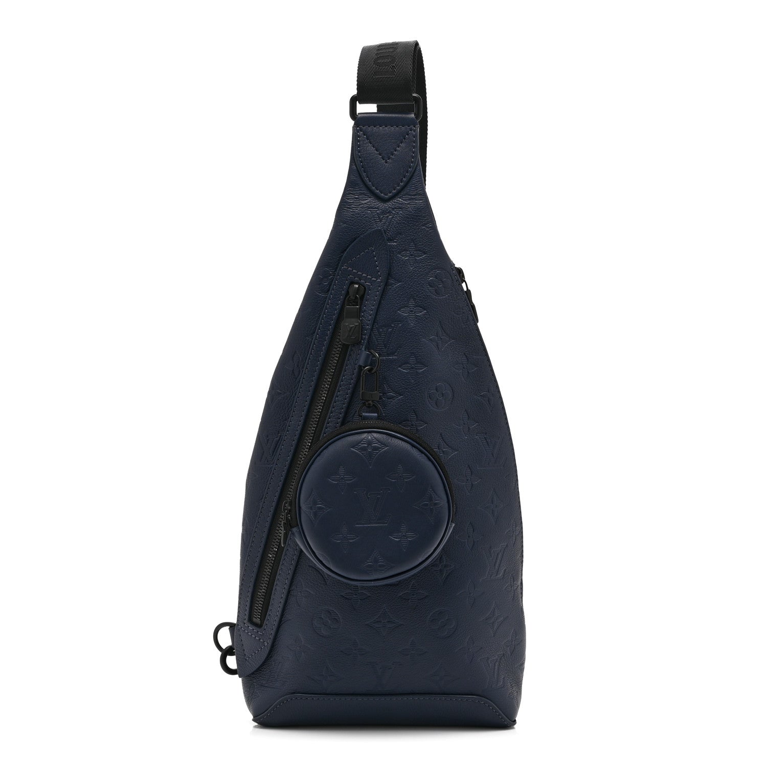 Calfskin Shadow Monogram Duo Slingbag Navy