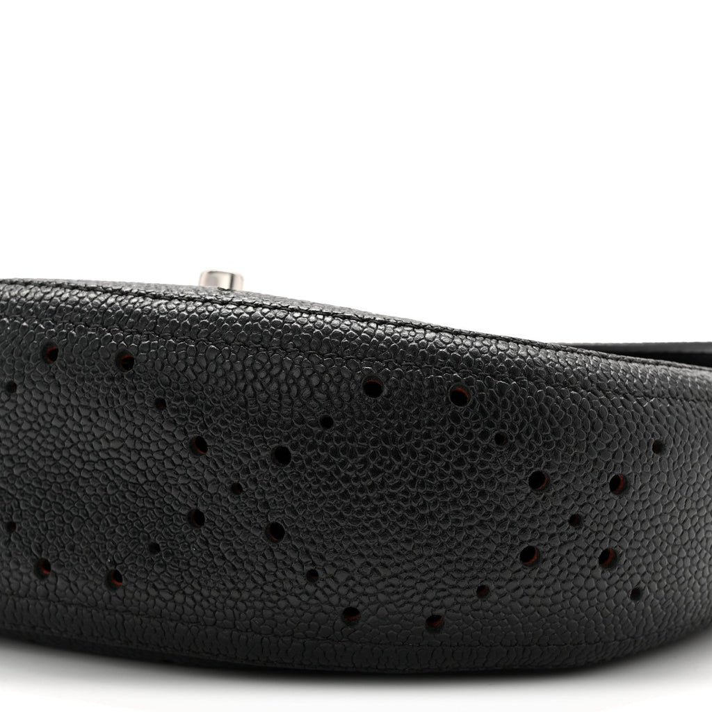 Caviar Perforated Messenger Bag Black