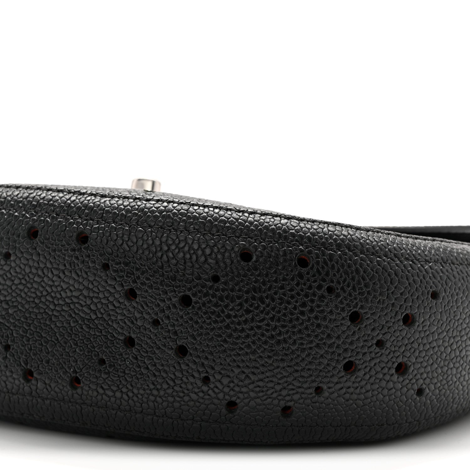Caviar Perforated Messenger Bag Black