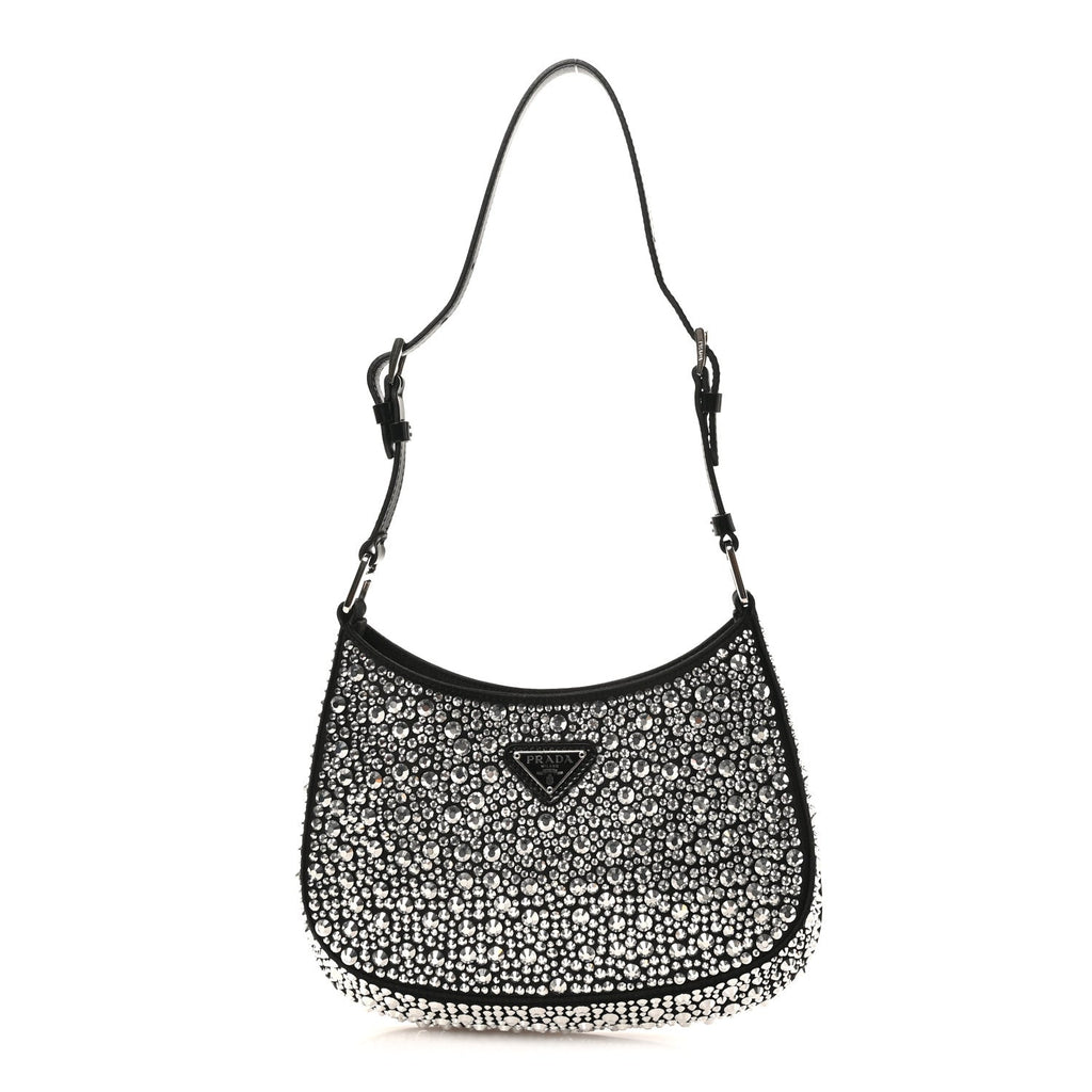 Satin Crystal Cleo Adjustable Strap Shoulder Bag Metal