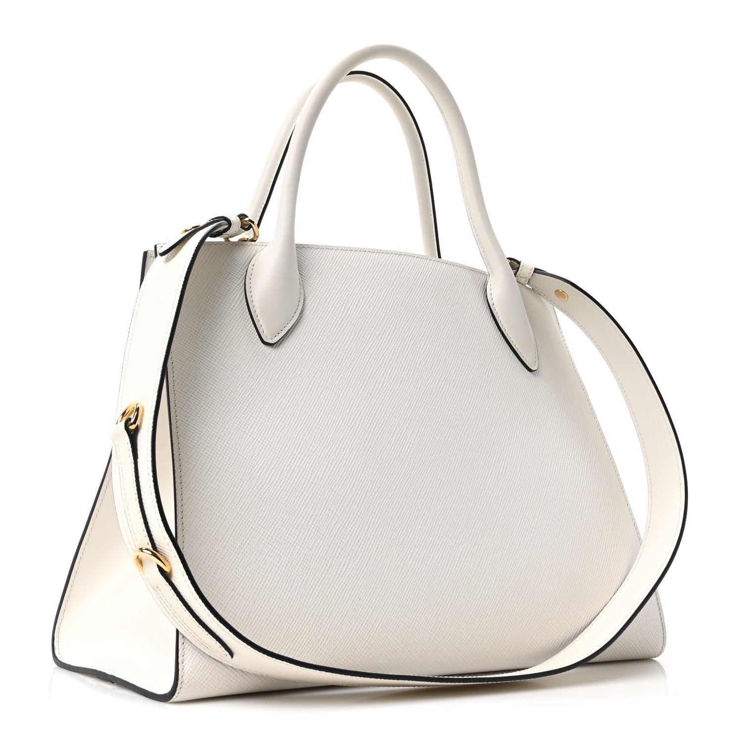 Saffiano Cuir Calfskin Medium Monochrome Top Handle Tote White