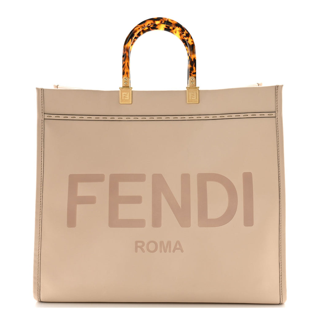 Vitello King Plexiglass Logo Embossed Large Fendi Sunshine Shopper Tote Light Rose