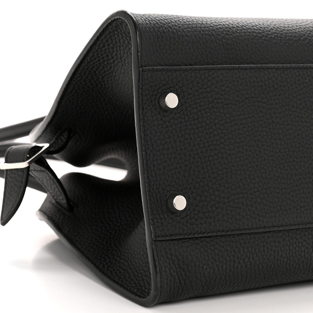 Matte Grained Calfskin Margaux Shoulder 12 Black