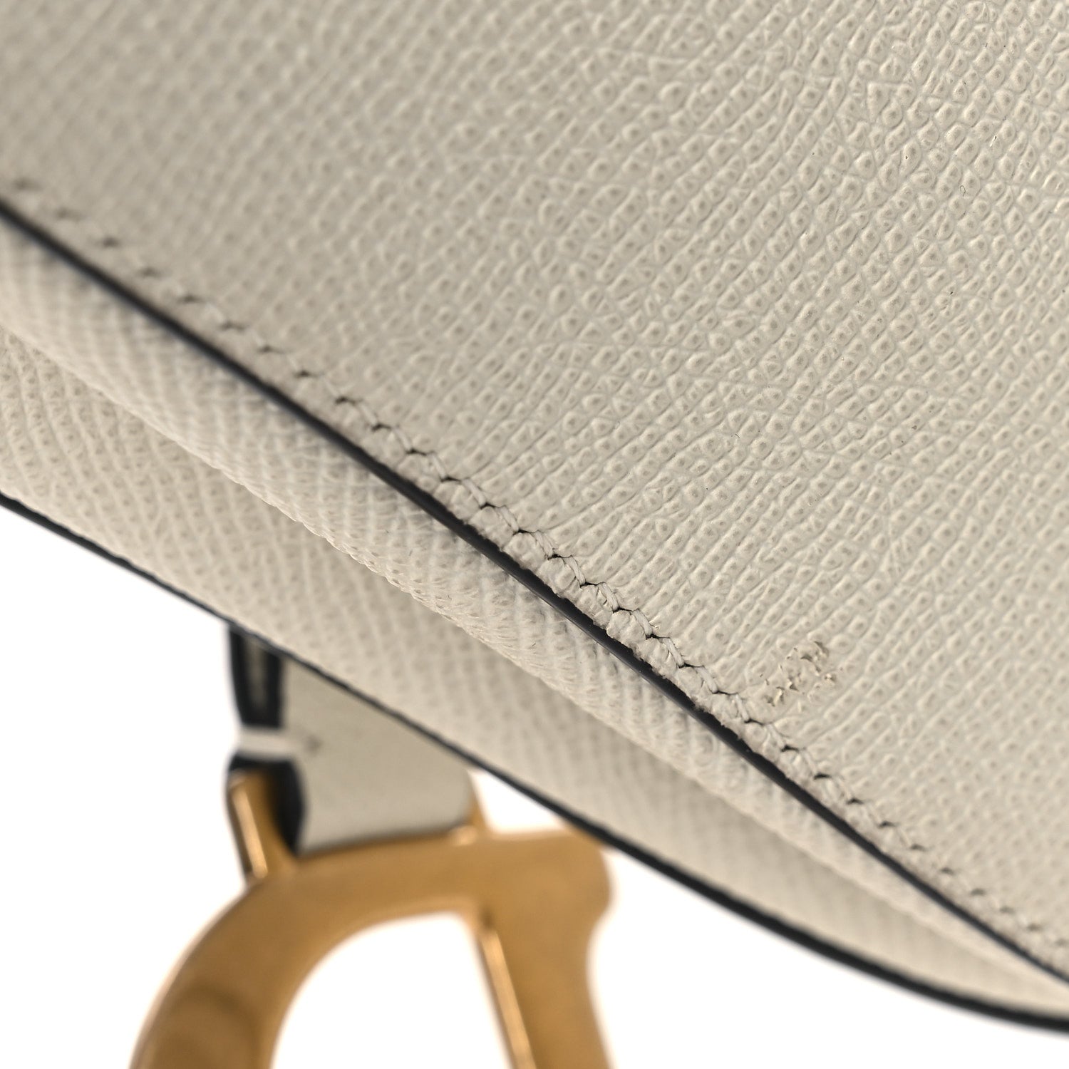 Grained Calfskin Saddle Bag White