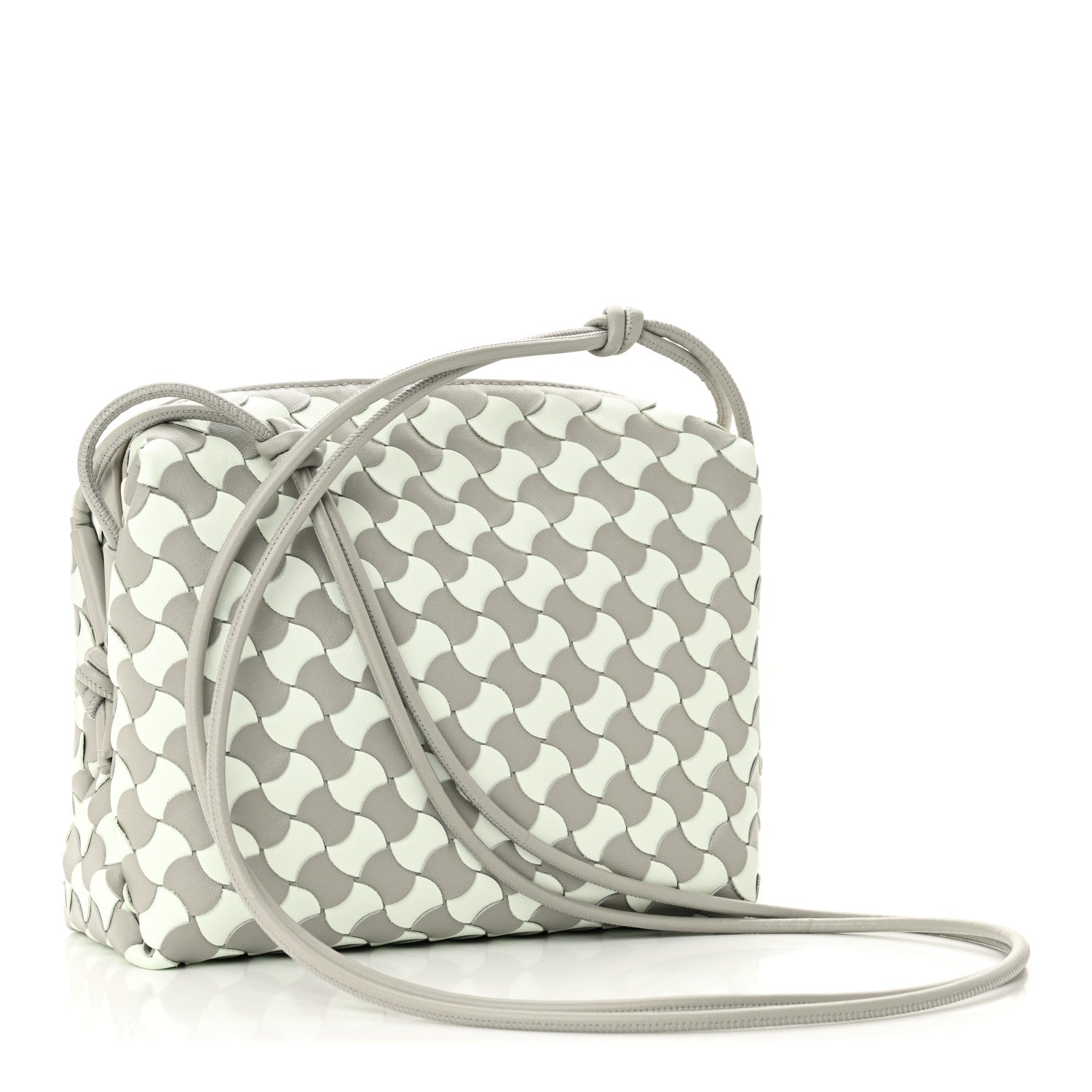 Nappa Wavy Bicolor Intrecciato Small Loop Camera Bag Agate Grey Glacier