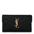Grain De Poudre Matelasse Chevron Monogram Compact Wallet Black