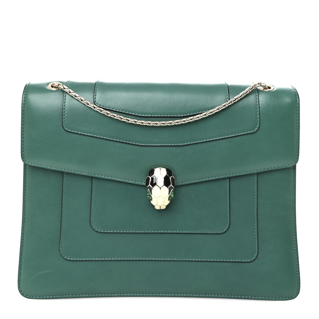 Calfskin Serpenti Forever Medium Shoulder Bag Emerald Green