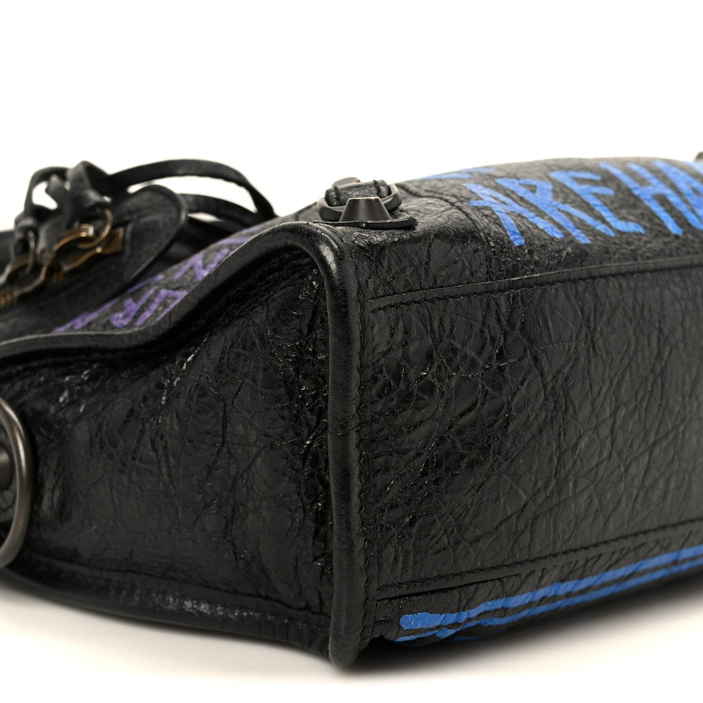 Agneau Arena Graffiti All Over Classic Hardware Mini City Black Bleu Violet