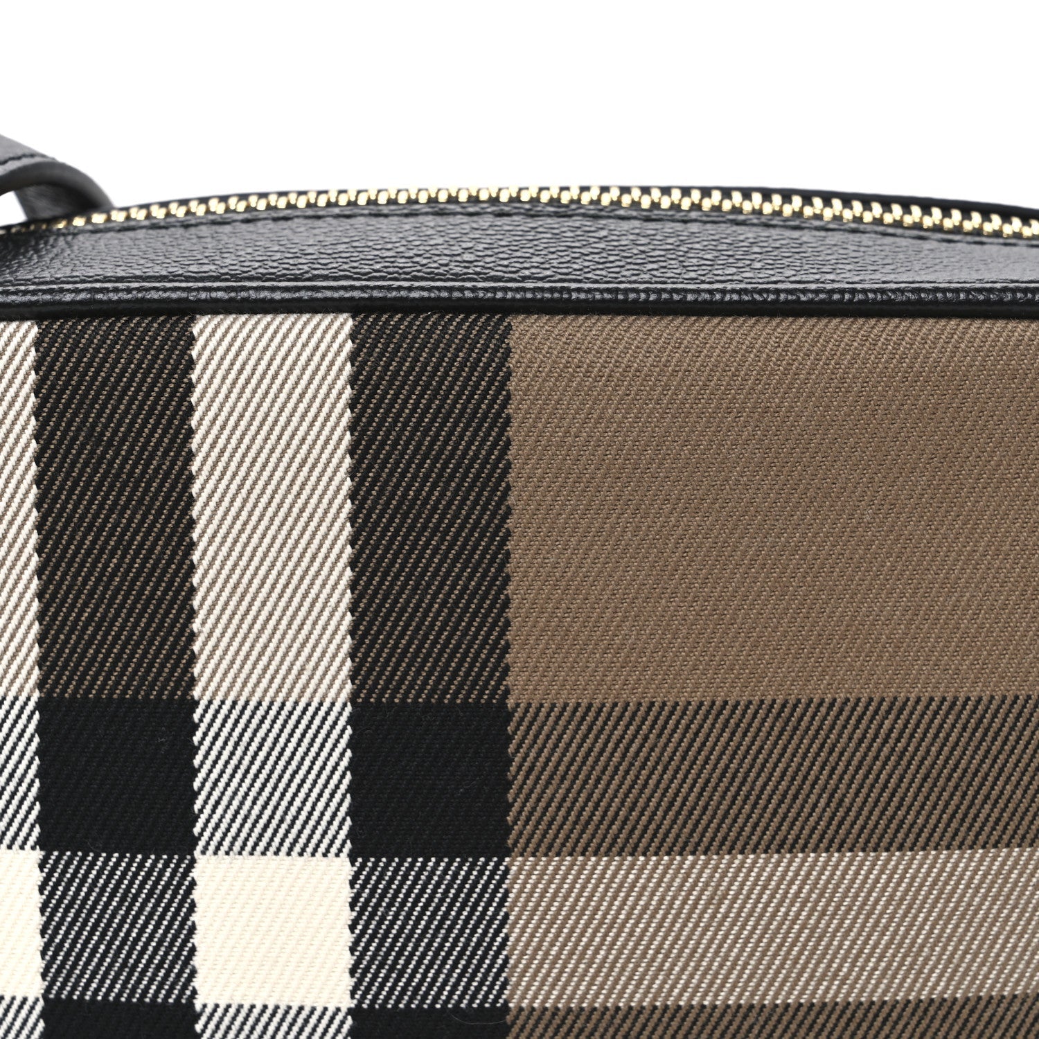 Giant Check Calfskin Small Camera Bag Black