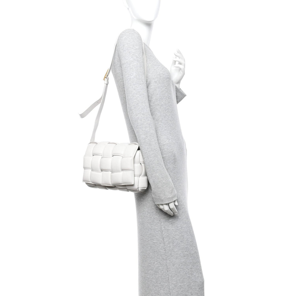 Nappa Maxi Intreccio Padded Cassette Crossbody Bag Chalk