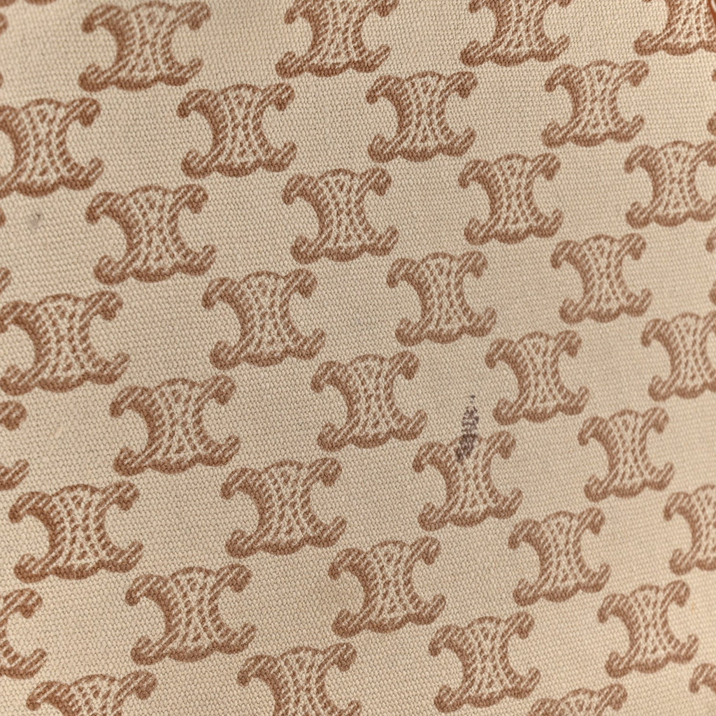 Canvas Calfskin Triomphe Print Small Cabas Thais White