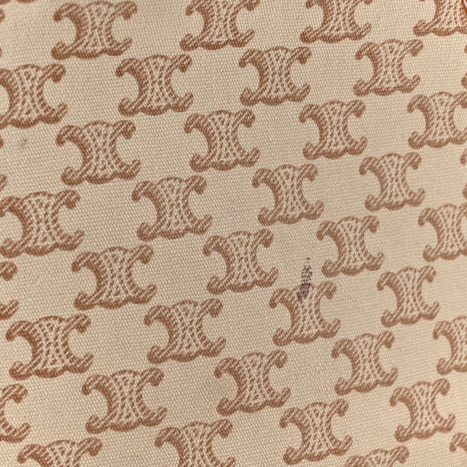 Canvas Calfskin Triomphe Print Small Cabas Thais White