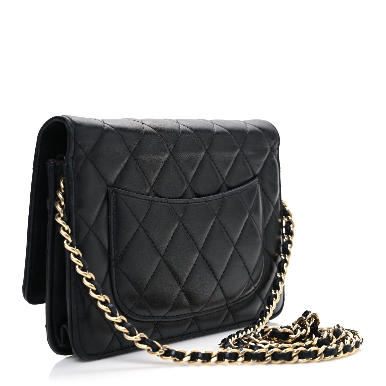 Lambskin Quilted Wallet On Chain WOC Black