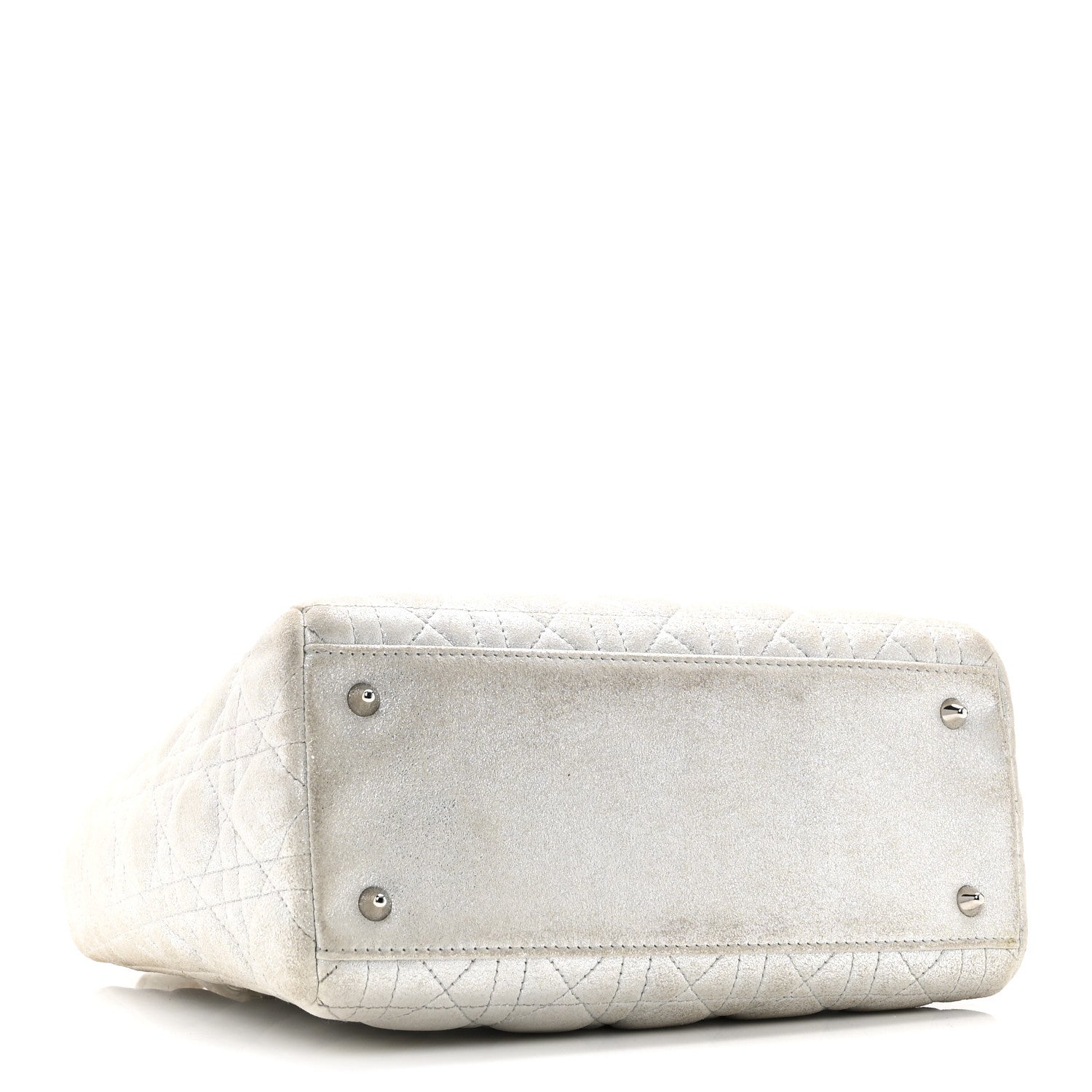 Metallic Nubuck Cannage Medium Lady Dior Silver