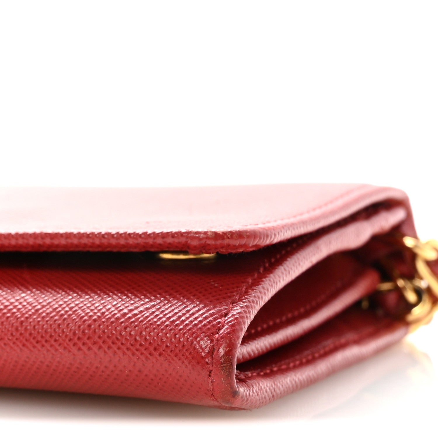 Saffiano Metal Oro Chain Wallet Fuoco