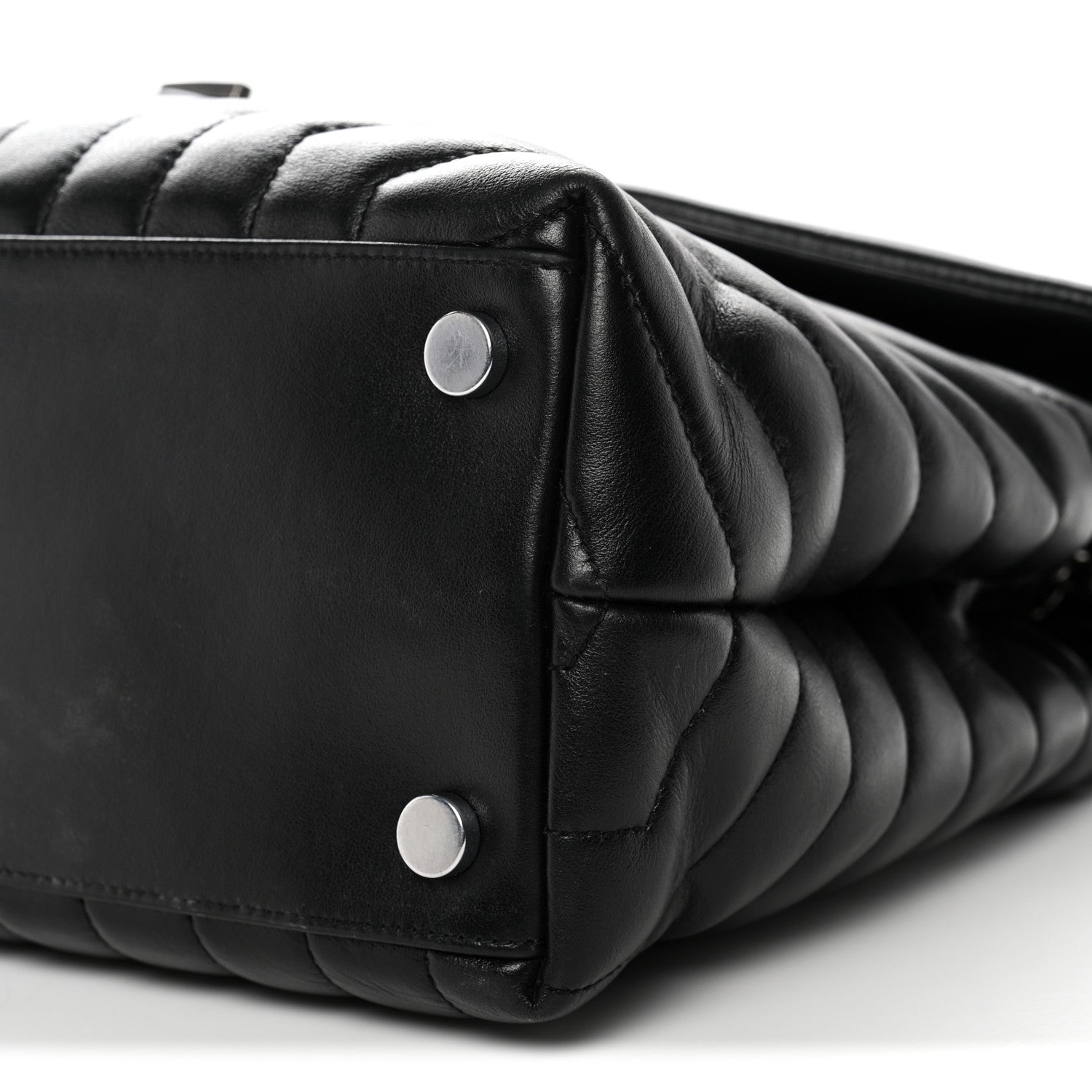 Calfskin Y Quilted Monogram Large Loulou Chain Satchel Black