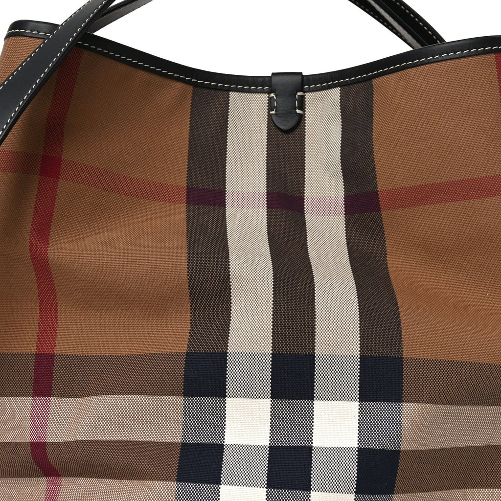 Giant Check Canvas Calfskin Ashby Bucket Bag Birch Brown