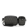 Gancini Monogram Calfskin Multi-Pouch Travel Belt Bag Black Grey