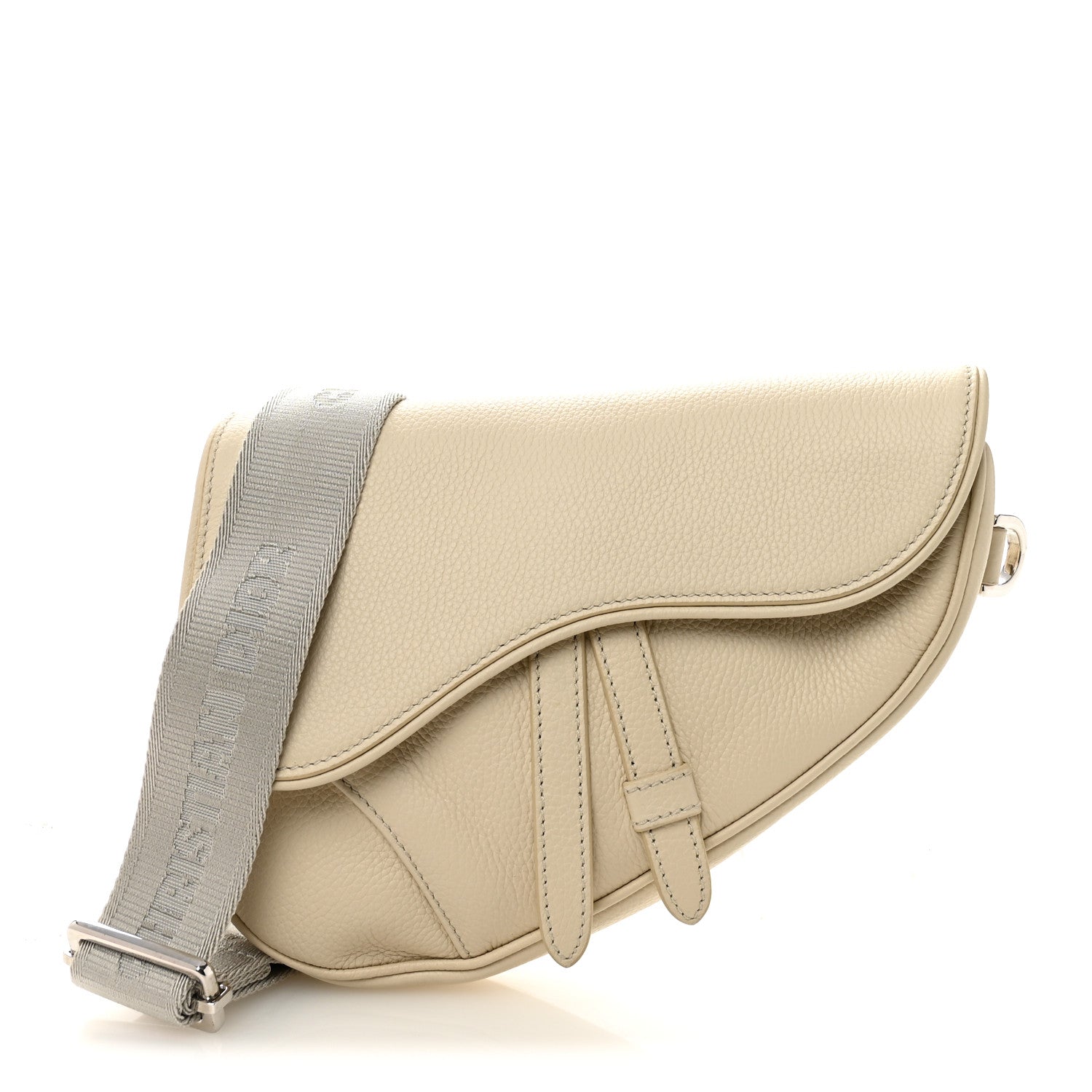 Grained Calfskin Mens Mini Saddle Bag Latte