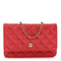 Caviar Quilted Wallet on Chain WOC Red