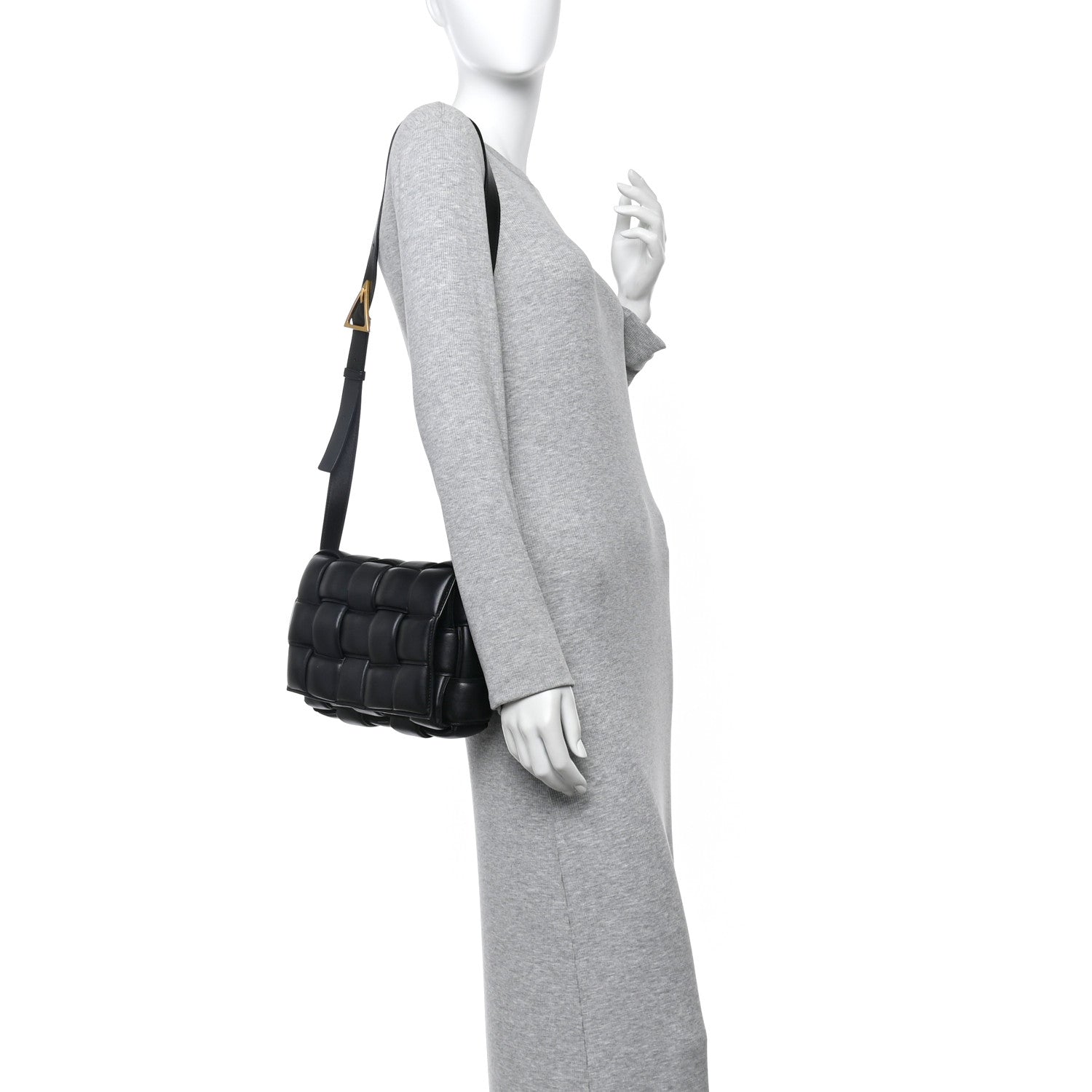 Nappa Maxi Intreccio Padded Cassette Crossbody Bag Black