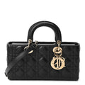 Lambskin Cannage Medium Lady D-Joy Black