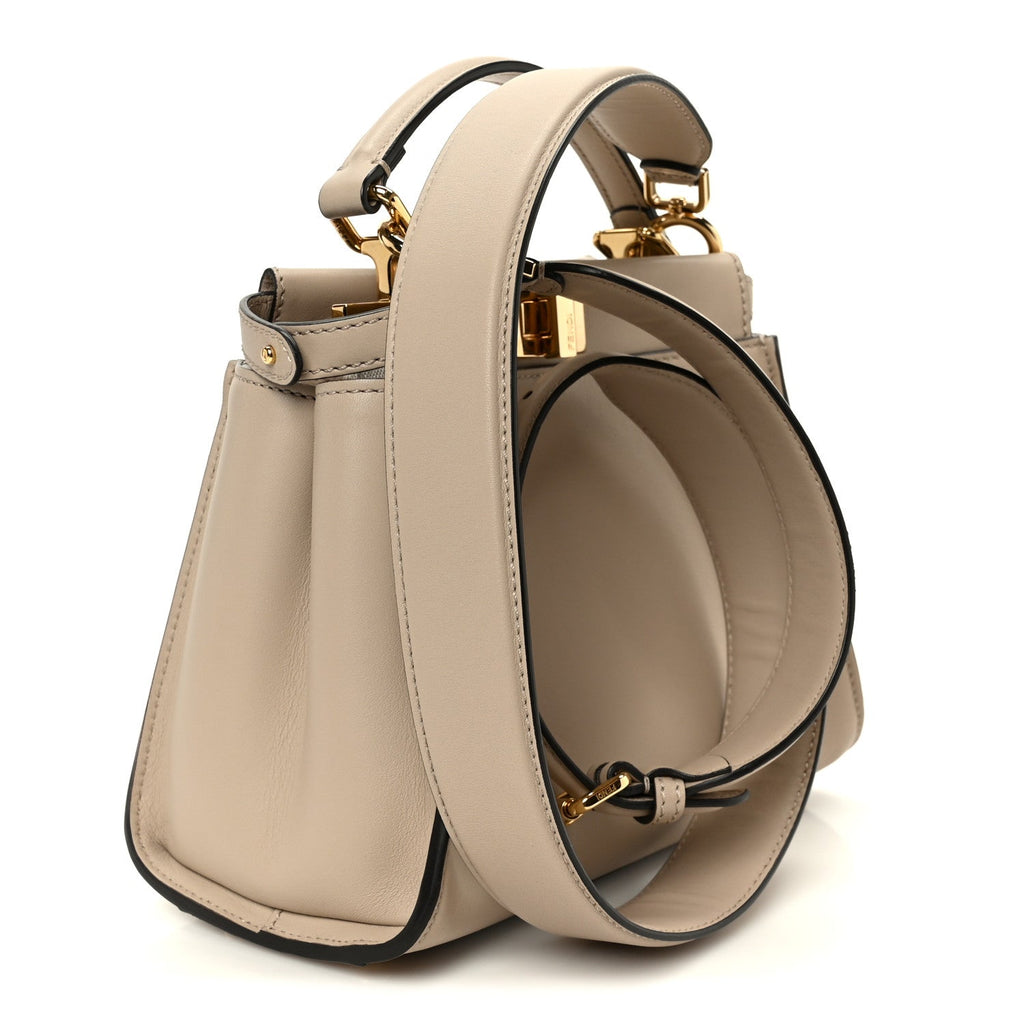 Vitello Seta Canvas FF Embroidered Mini Peekaboo Iconic Satchel Nuvola