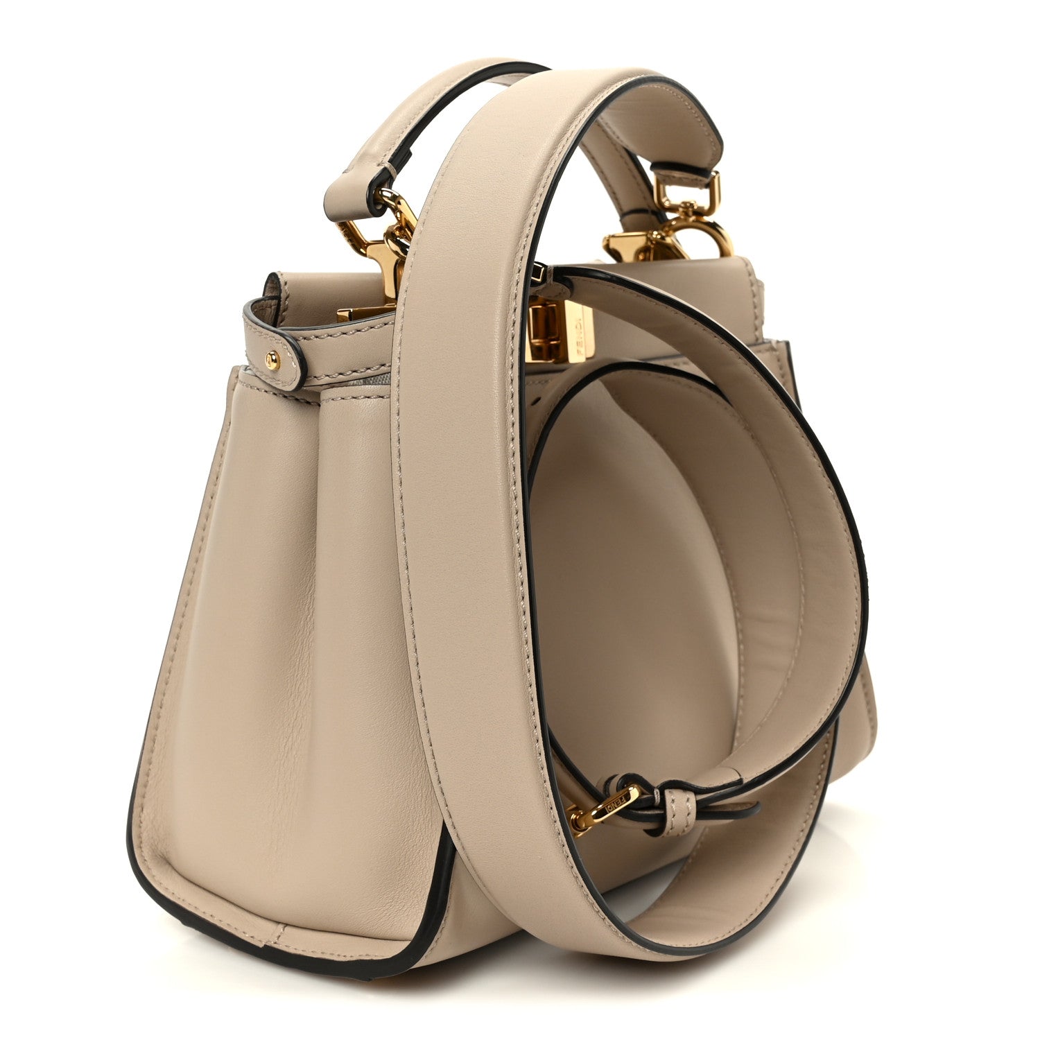 Vitello Seta Canvas FF Embroidered Mini Peekaboo Iconic Satchel Nuvola
